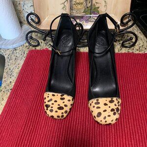 Beautiful Tory Burch Black Suede Pony Hair Shoes, Size 10, (4.5 ) Inch heel